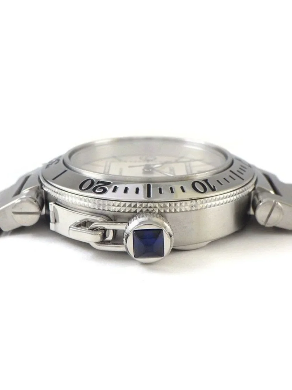 Cartier Watch Pasha Seatimer White Dial Date Luminous Hands SS Automatic Winding